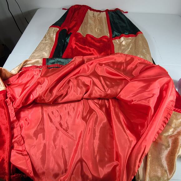 Mountain Artisans Red Gold Green Velvet Lined Patchwork Vintage Maxi Skirt 8 - Picture 3 of 4